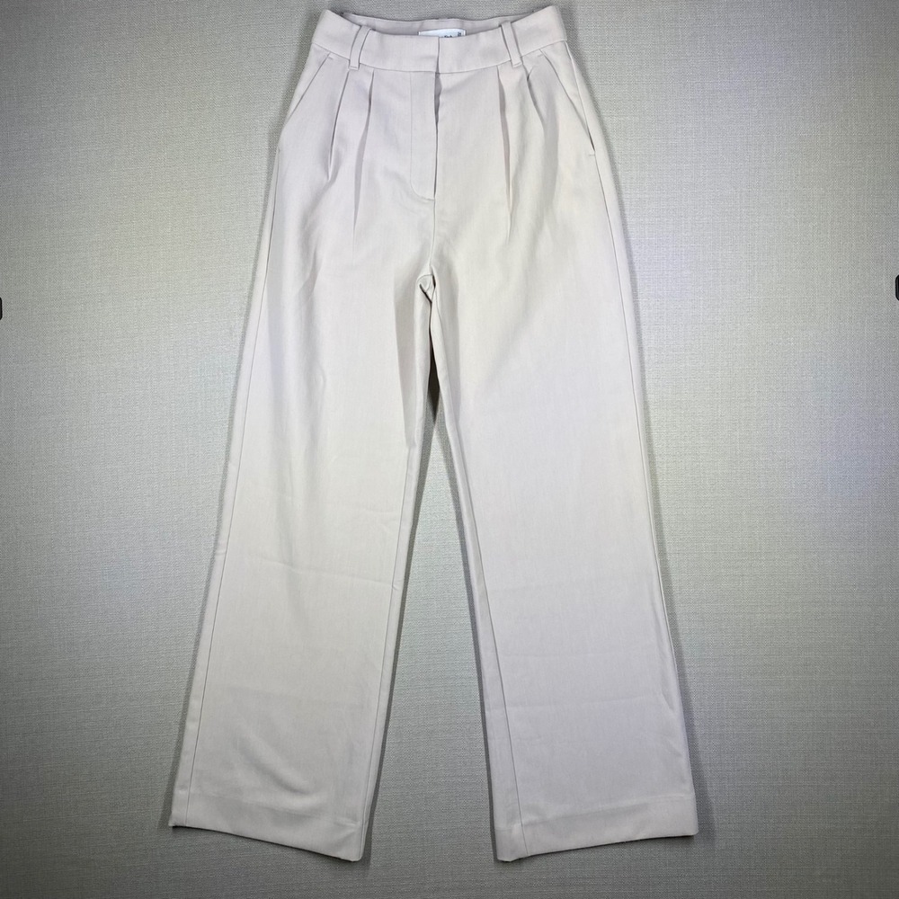 Abercrombie & Fitch Womens Sloane Tailored Pants Light Beige Wide Leg Pleated 24